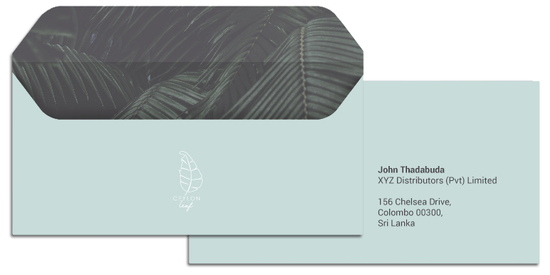 ceylon leaf envelope design