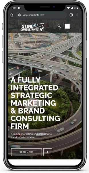 STING Consultants website on mobile